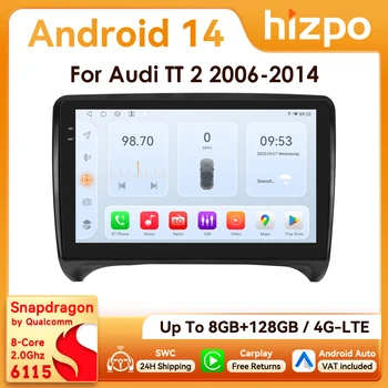 9 " Hizpo 2Din Android Auto Radio de coche para Audi TT MK2 8J 2006 - 2014 Snapdragon 6115 navegación GPS SWC DSP 4G BT CarPlay 360 ° CAM 1