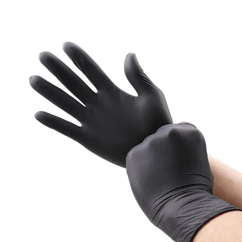 

100pc Disposable Nitrile Gloves Black Latex Free Waterproof Household Dishwashing Glove Cooking Salon Tatoo Non Slip Home Gloves