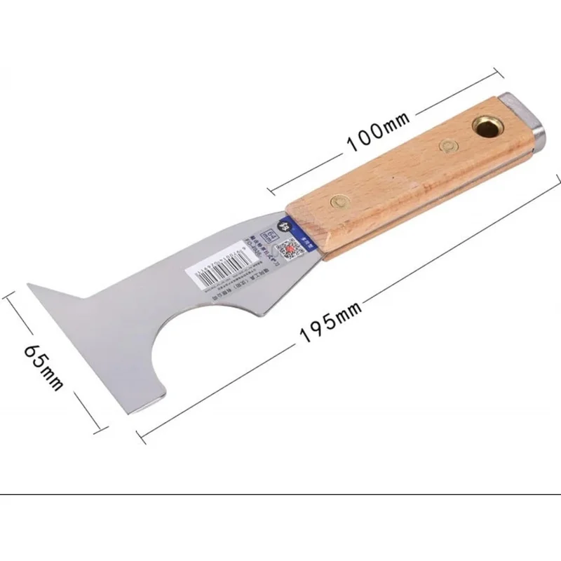 Stainless steel putty knife solid wood cleaning spatula putty knife decoration wall scraper paint tools