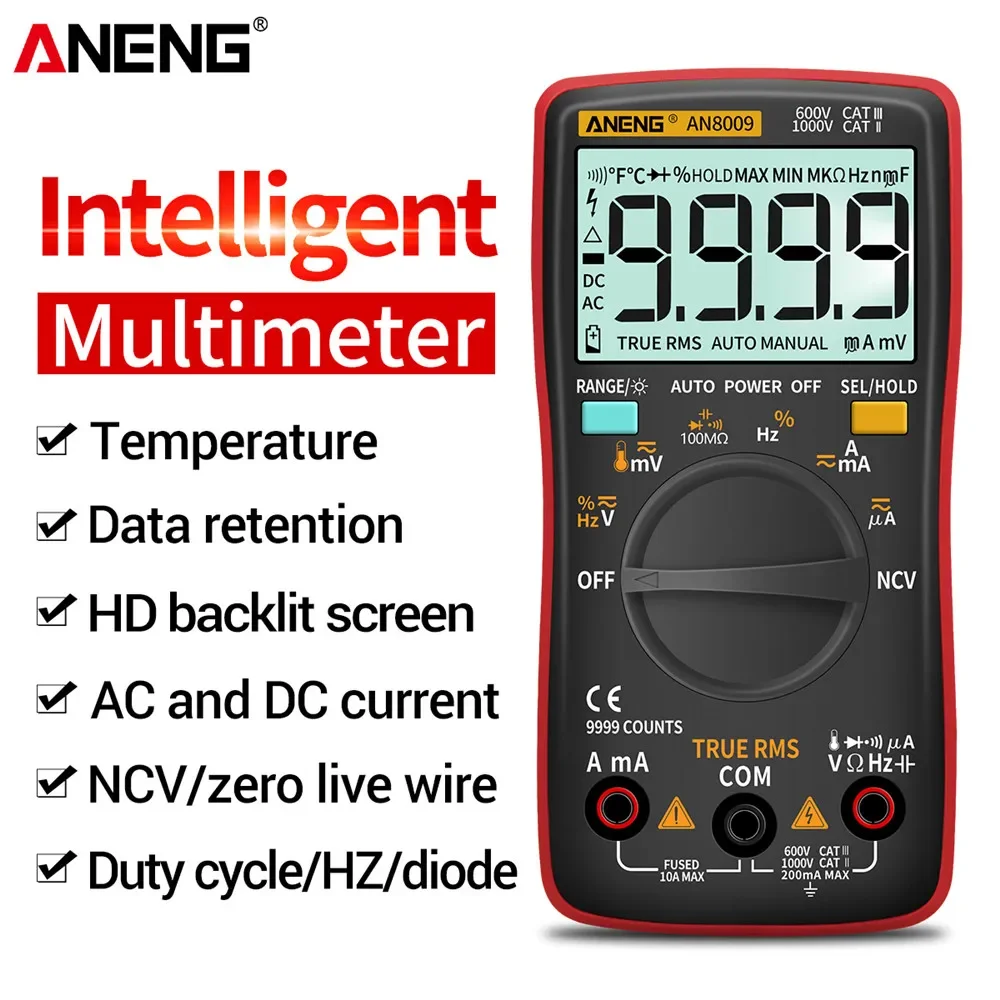 ANENG AN8009 Digital Multimeter Transistor Testers Capacitor True-RMS Tester Automotive Electrical Capacitance Meter Temp Diode digital multimeter transistor tester multimeter tester capacitance tester