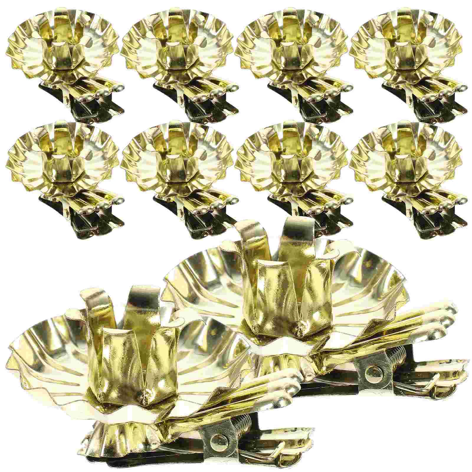 10 Pcs Candles Holder Christmas Wrought Iron Clip Metal Cup Base (gold Dovetail Clip) 10pcs Tree Decor Clips Holders For Golden
