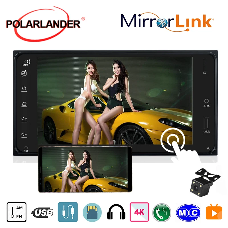 

2 Din 7'' Car Radio Android Touch Screen Android 9/Apple DVR Rear Camera Display WINCE System for T/oyota Corolla MP5