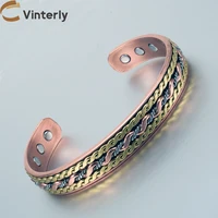 Vinterly Pure Copper Bracelets Magnetic Twisted Cuff 12mm Rose Adjustable Health Energy High Magnets Bangles Resizable Jewelry 1