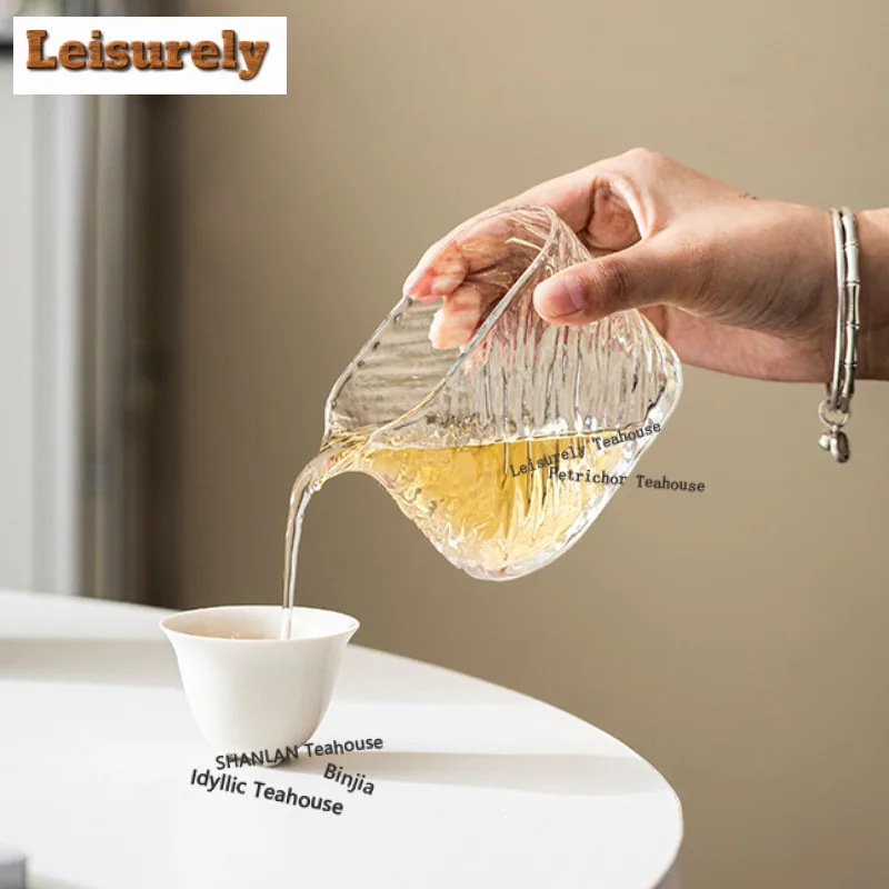 210ml Glacier Pattern Glass Square Round Tea Pitcher Pour Tea Cha Hai Dispenser Justice Cup Fair Mug For Tea Accessories Craft