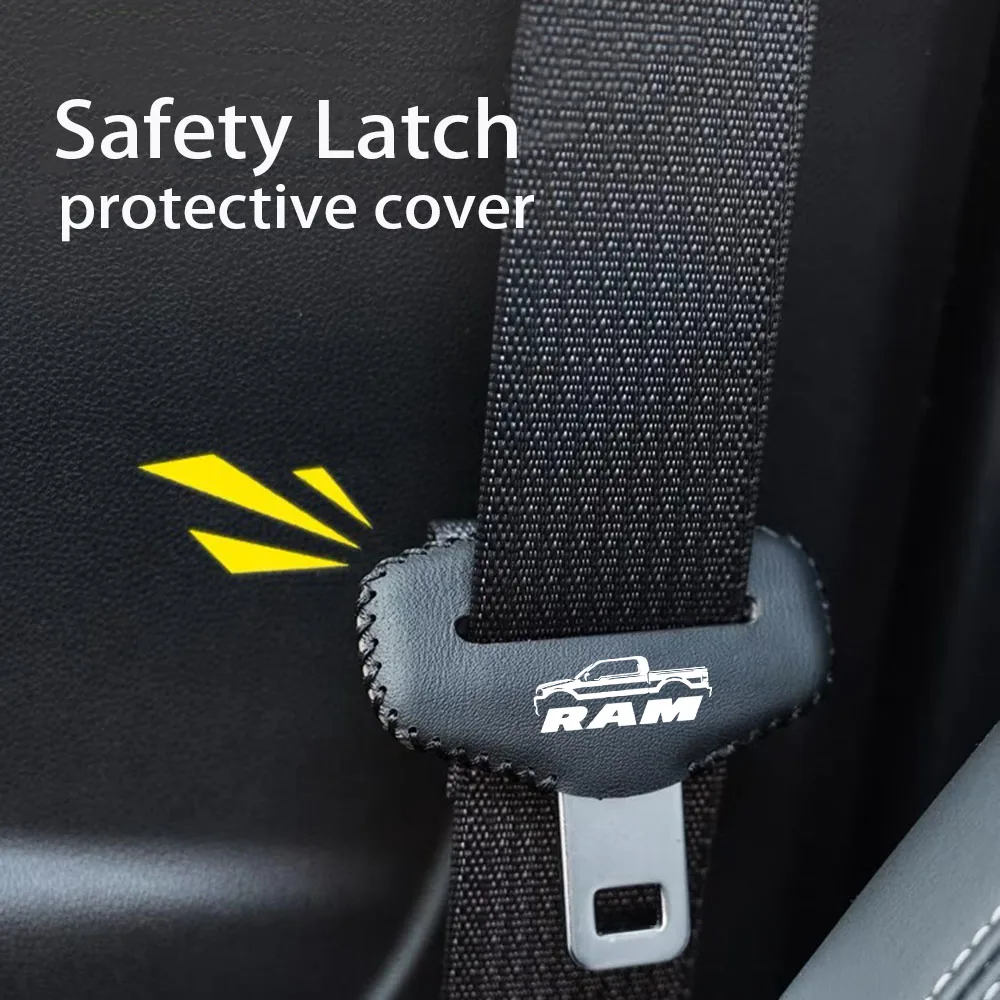 2pcs Car Seat Belt Buckle Plug Leather Car Seat Belt Clip Protective Cover for Dodge Ram 1500 2500 3500 Interior Accessories seat belt covers seat belt clip seat belt protector