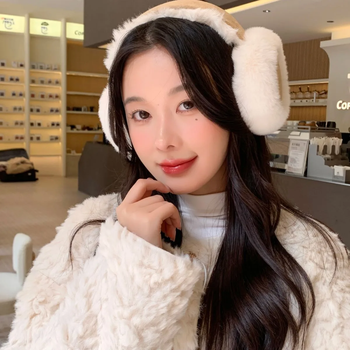 Warm Earmuffs Fur Earmuffs Fashion Plush Thicken Earmuffs Women Maillard Brown Suede Ear Cover Winter Warm Soft Earlap Accessories Outdoor Cold Protection
