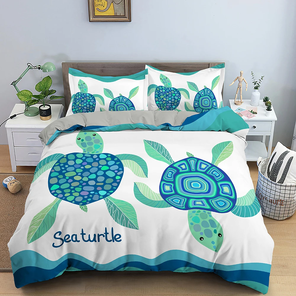 Sea Turtle Duvet Cover Set Pillow Cases Ocean Animal Turtle