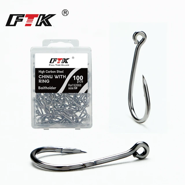 FTK Baitholder Hook 3#-7# 100PCS Jig Head Lure Carp Bass Fishing Carbon  Steel Barbed Fishing Hooks CHINU With Ringed Accessories - AliExpress