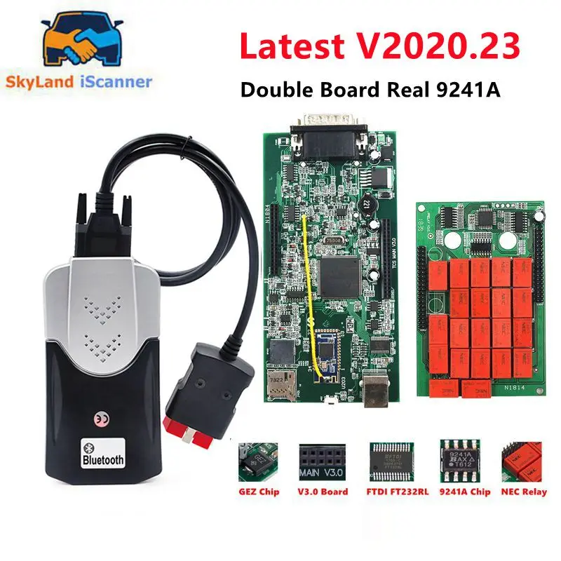 Multidiag Pro + 2017.R3 2021.11 Bt Usb V3.0 Dual Green Pcb Board Tcs Pro + Nec Relays Scanner Diagnostico Per Auto