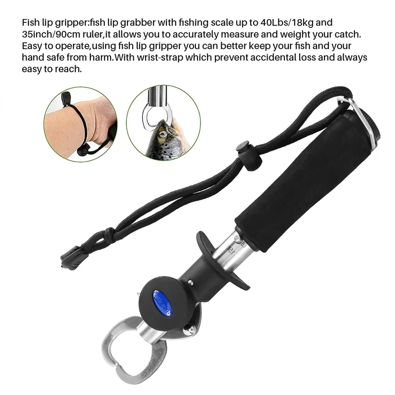 Quality Fishing Gear Fish Lip Gripper With Scale And Measuring Tape Fishing  Hook Remover Fishing Pliers With Lanyard Saltwater - AliExpress