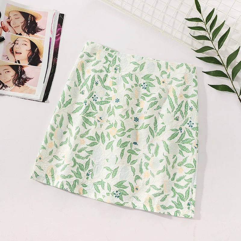 ruffle skirt High Waist Printed Skirt Female Ins2021 New Summer Design Sense Three-Dimensional Embossed Thin A-Line Skirt Short Skirt Tide nike skirt Skirts