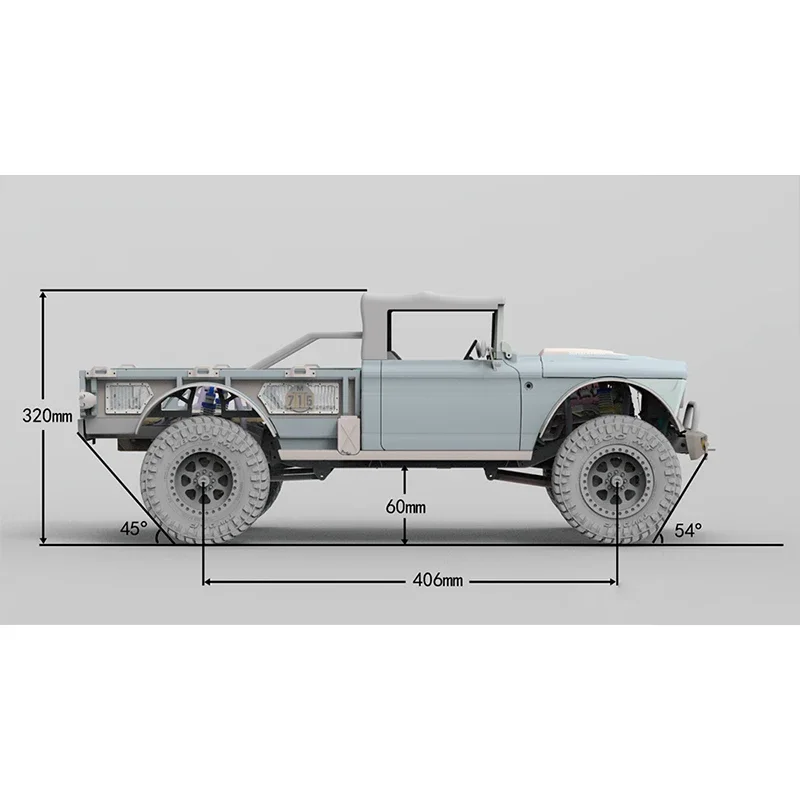 TWOLF 1/8 M715 High Simulation Climbing Car RC Remote Control Model Toy Car Kit Version All Metal CNC 4