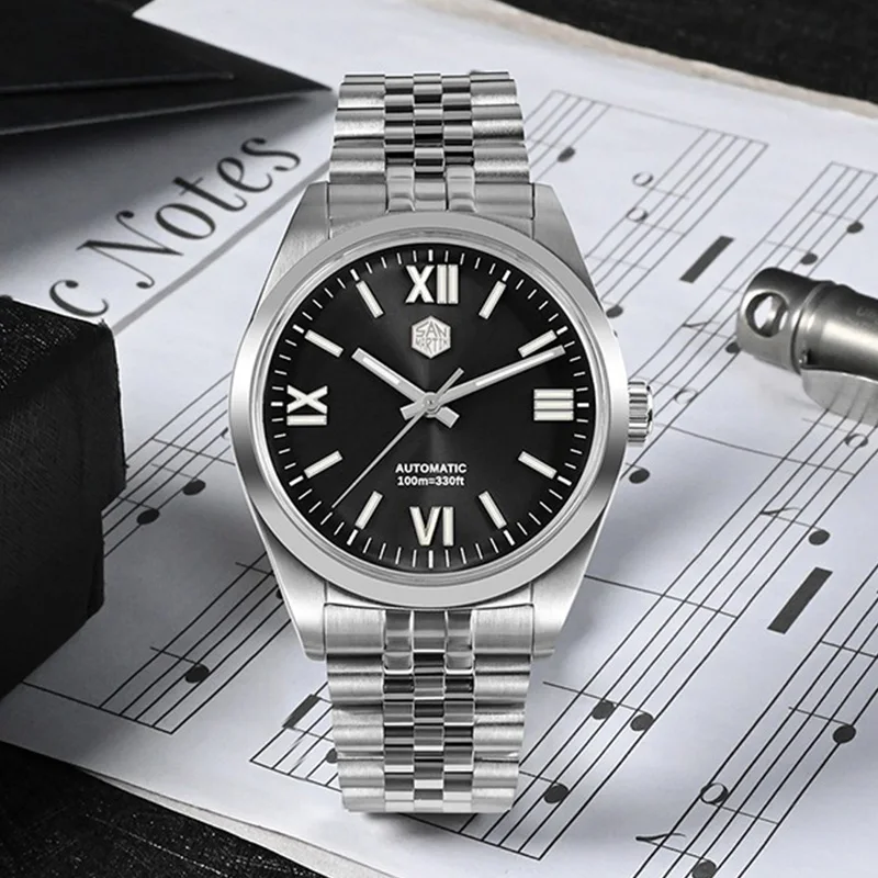 

San Martin Luxury Men 10Bar Dive Watch Sunray Dial BGW9 Luminous Classic Business Japan YN55 Automatic Mechanical Sapphire Watch