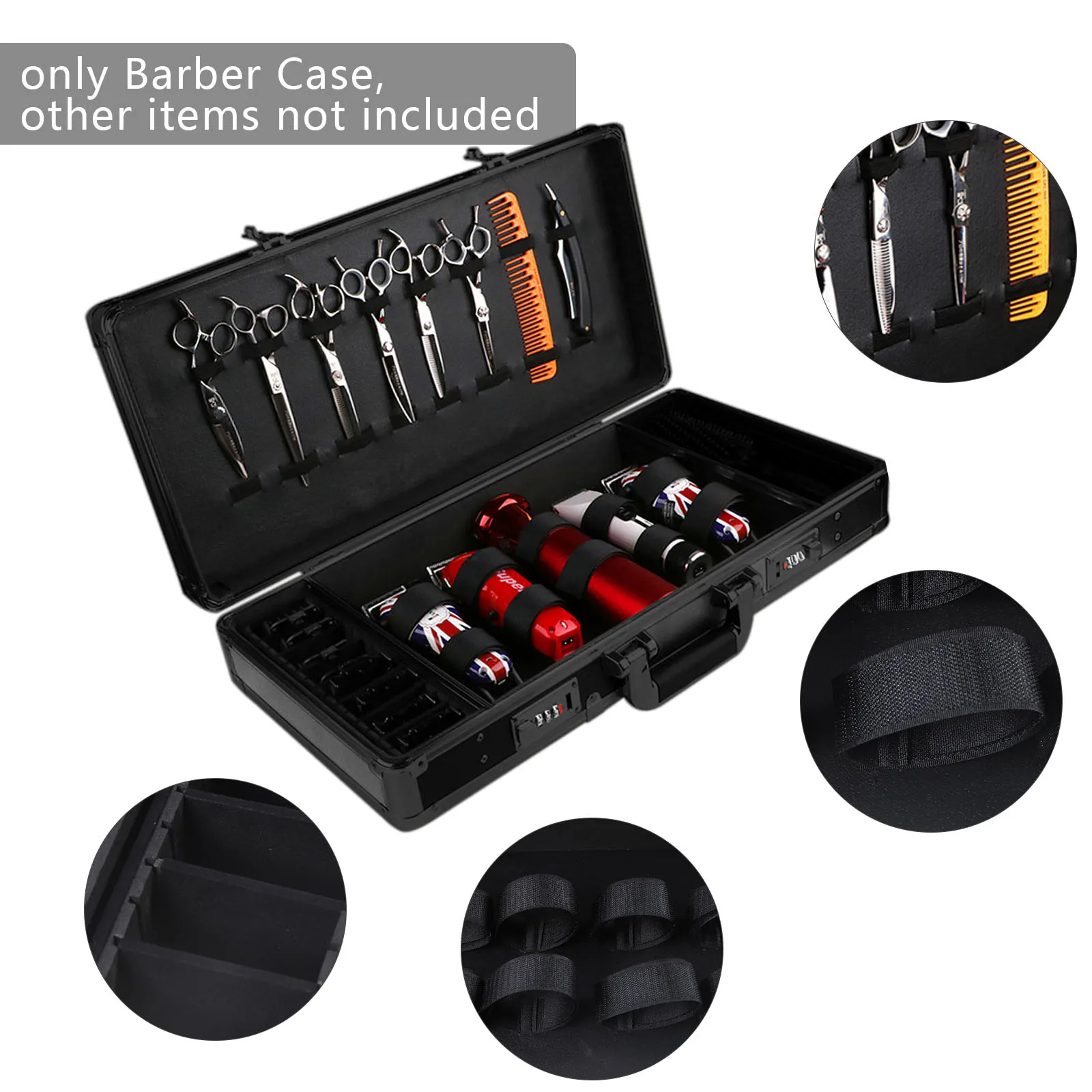 

Barber Accessories professional Organizer Tool Box for Shop, Shears Clippers Trimmers Case Lock