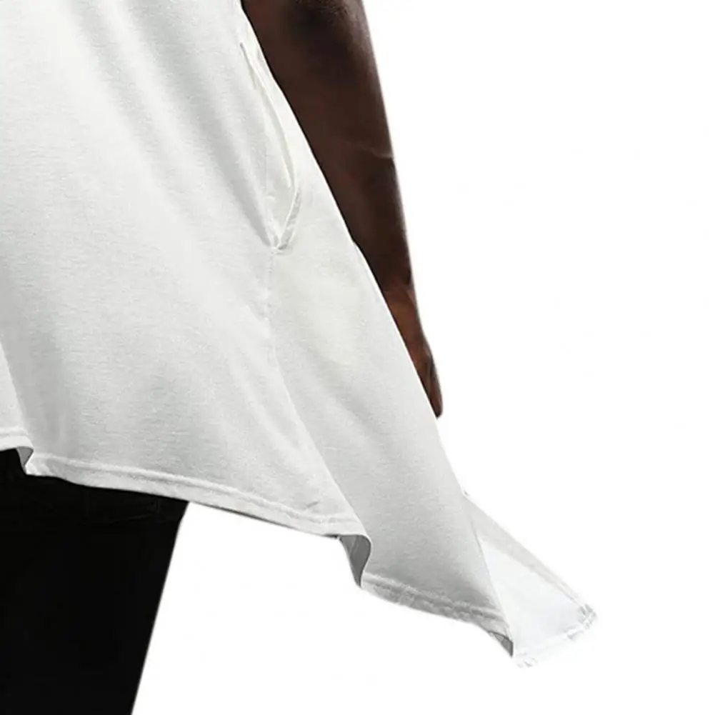 Open Stitch Hooded Hat Men Long Cardigan Coat Soft Breathable Men Autumn Coat Stylish Sleeveless Spring Jacket For Daily Wear
