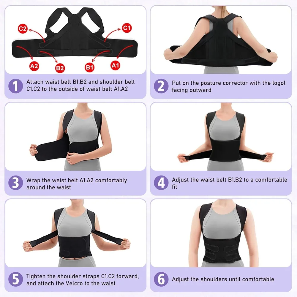 Description Picture 4 of itemPosture Corrector for Women and Men - Adjustable Back Brace & Straightener for Scoliosis, Hunchback Spine Corrector Back Support
