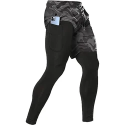 Men's 2 - in - 1 Athletic Training Pants - Performance Workout Joggers - L(60 - 70kg) (Black Camo)