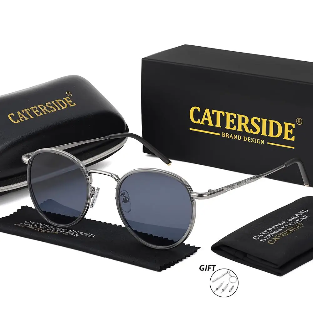 CATERSIDE Neue optische Sonnenbrille für Herren, Retro-Stil, kleiner runder Rahmen, Korrektionsbrille für Damen, UV-beständige Myopie-Brille für den Außenbereich – Detail 8
