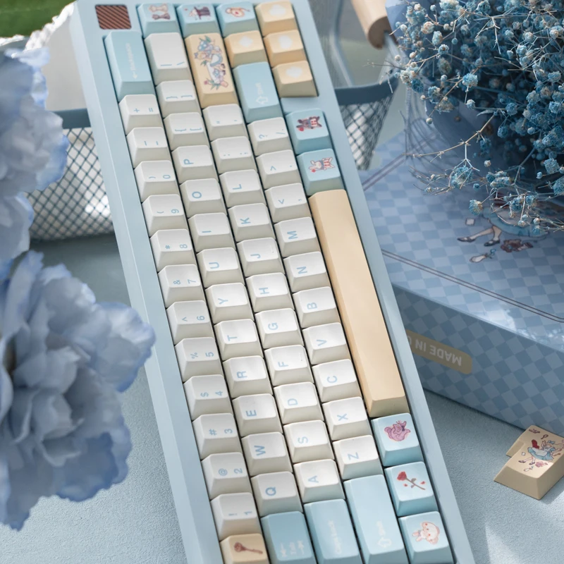 FBB 키캡 이상한 나라의 앨리스 PBT 승화 맞춤형 기계식 키보드 키 캡 귀여운 1.7mm 두께 DIY 선물 소녀 여성용