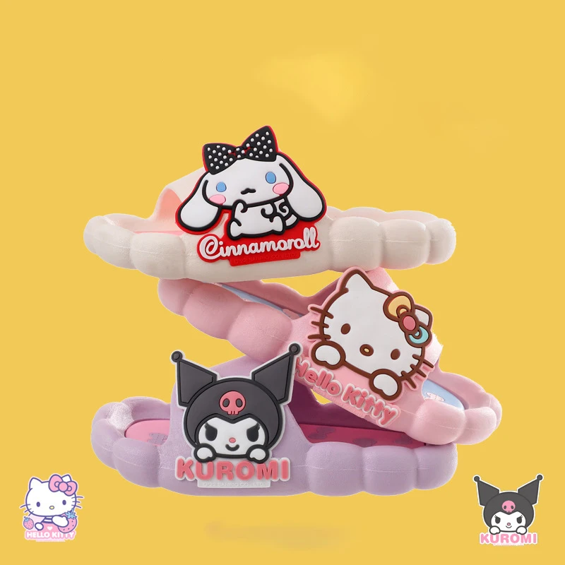 

Sanrioed Kawaii Slippers Kuromi Cinnamoroll Cute My Melody Hello Kittys Cartoon Parent-Child Sandals and Slippers