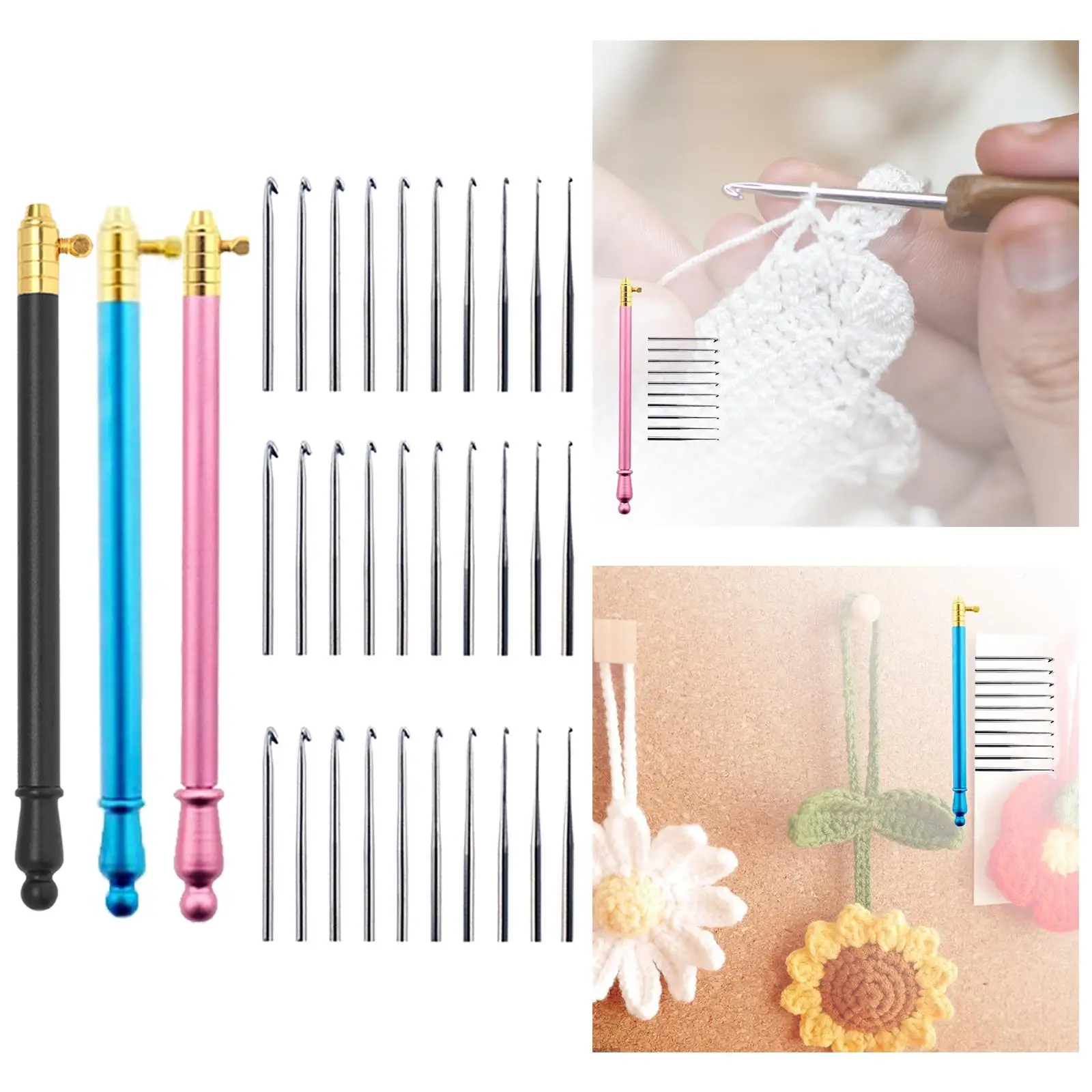Crochet Hook Kit with Interchangeable Pins for Crafting Projects