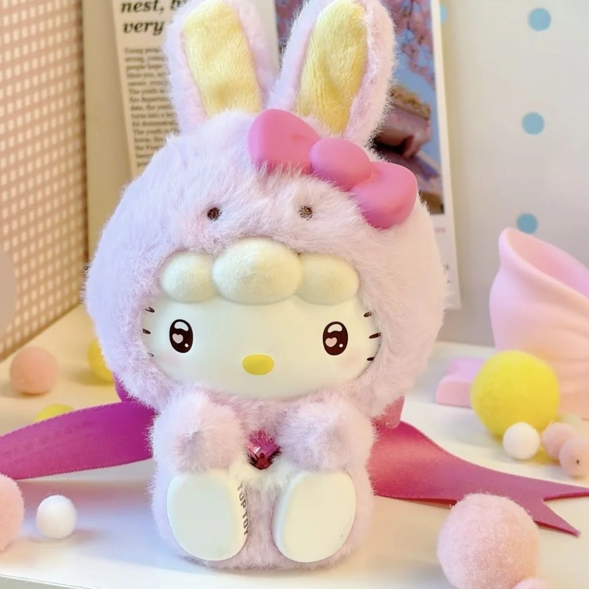 Genuine Kitty Kuromi Diamond Bunny Series Blind Box Trendy Toy Cute Desktop Ornament Collectible Gift For Girls