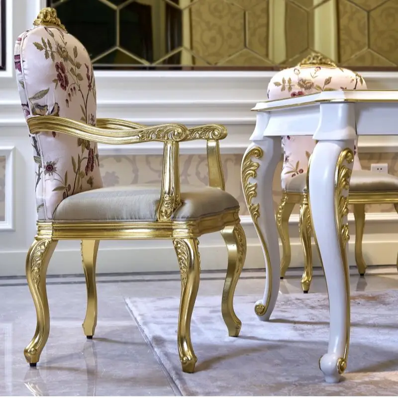 

Furniture Italian French Europe Retro Light Luxury 1.8 Meters 2m White Solid Wood Long Catering Room Set Modern Style Antique
