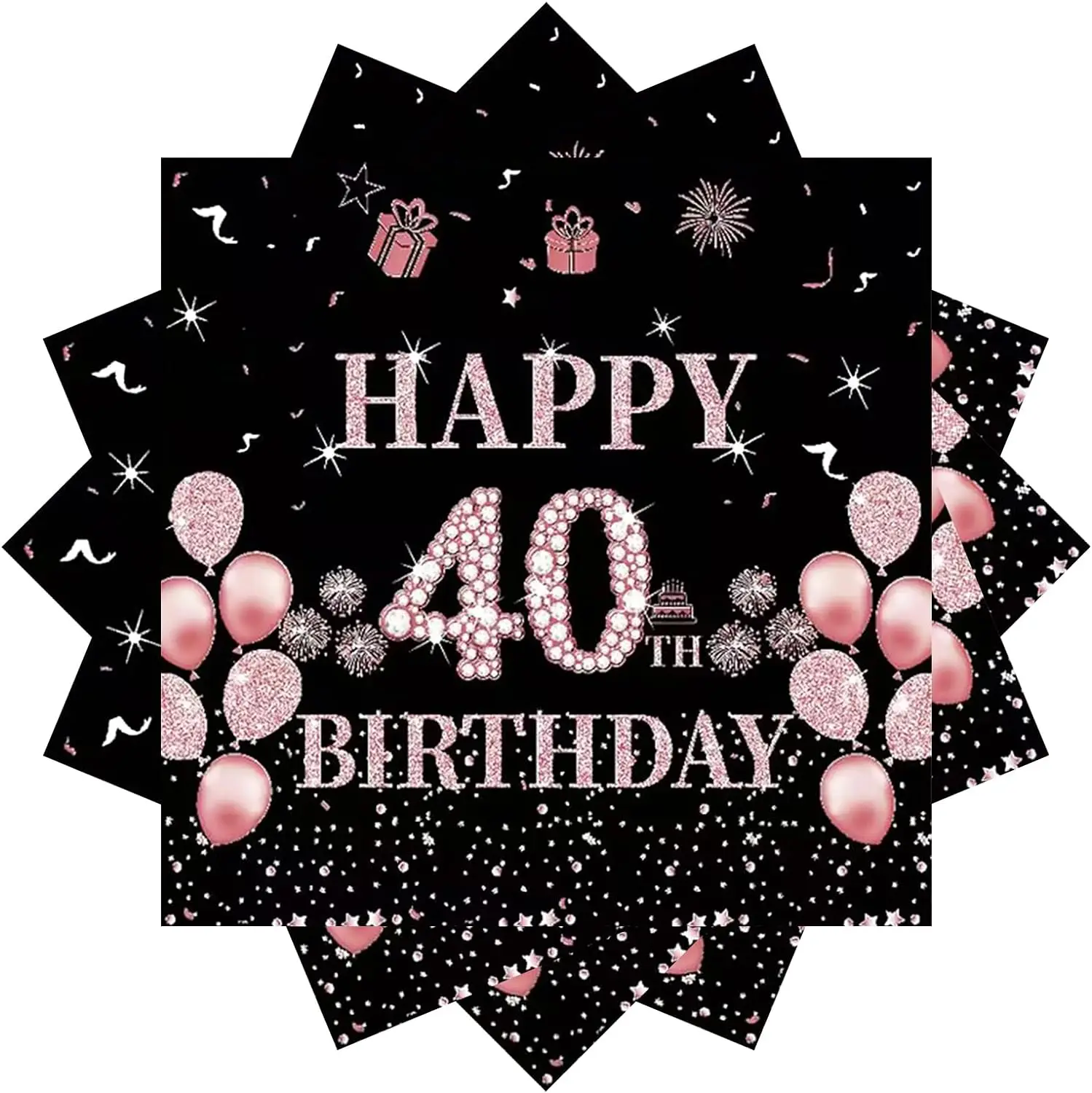 Description Picture 5 of item8 Guests Purple Pink Disposable Tableware 40 Year Old Plates Cups Queen Women Happy 40th Birthday Party Supplies