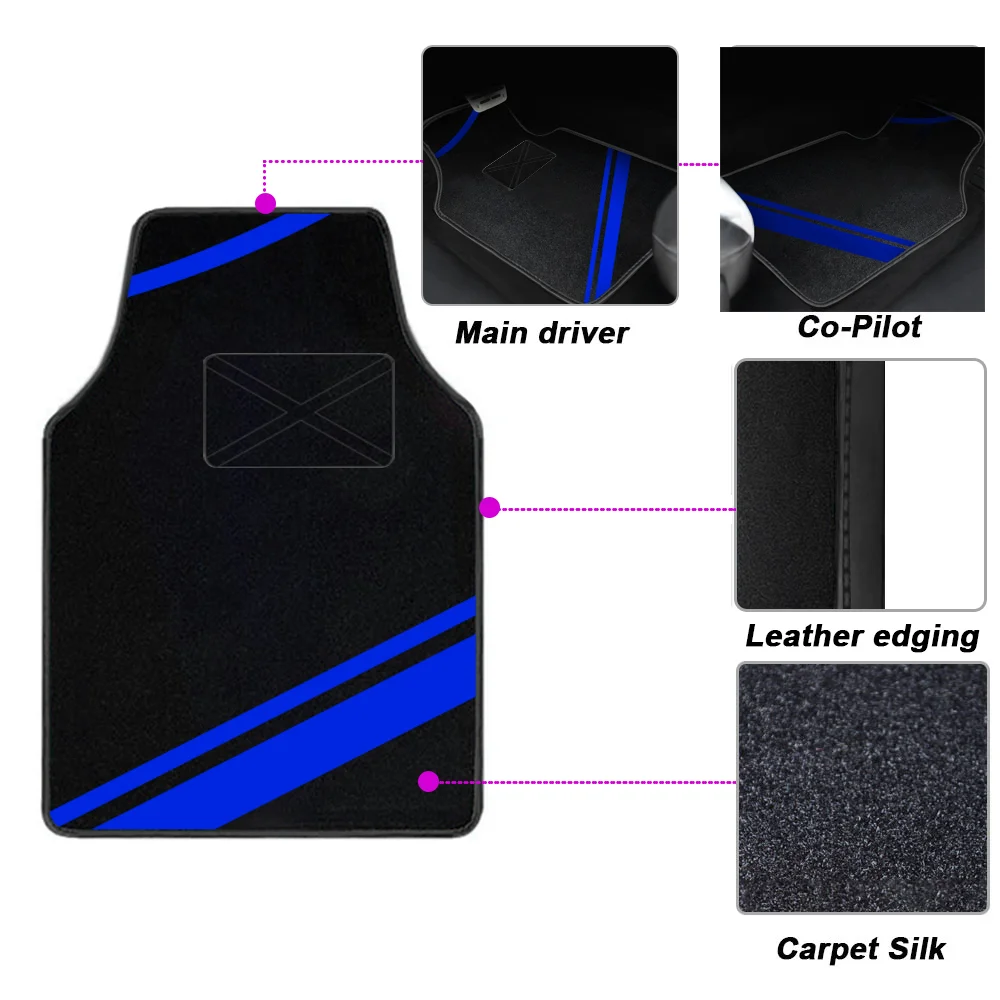 4pcs Car Floor Mats Universal Carpet Full Set Auto Accessories Automobile Foot Pads