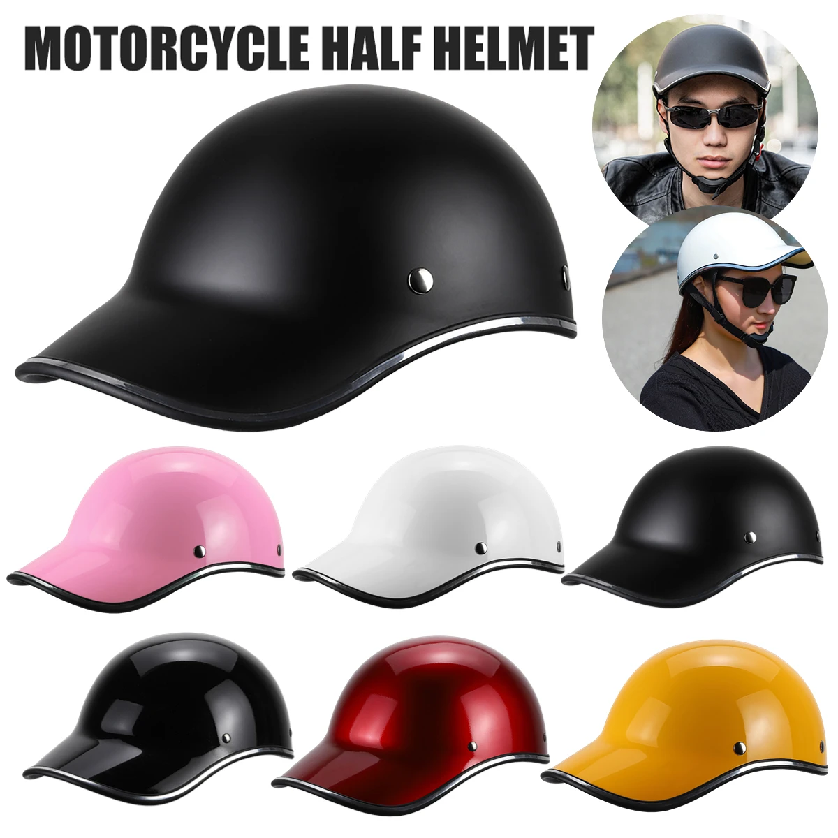 MotorcycleHelmetBaseballCapAdjustableBikeHalfHelmetScooterMTB