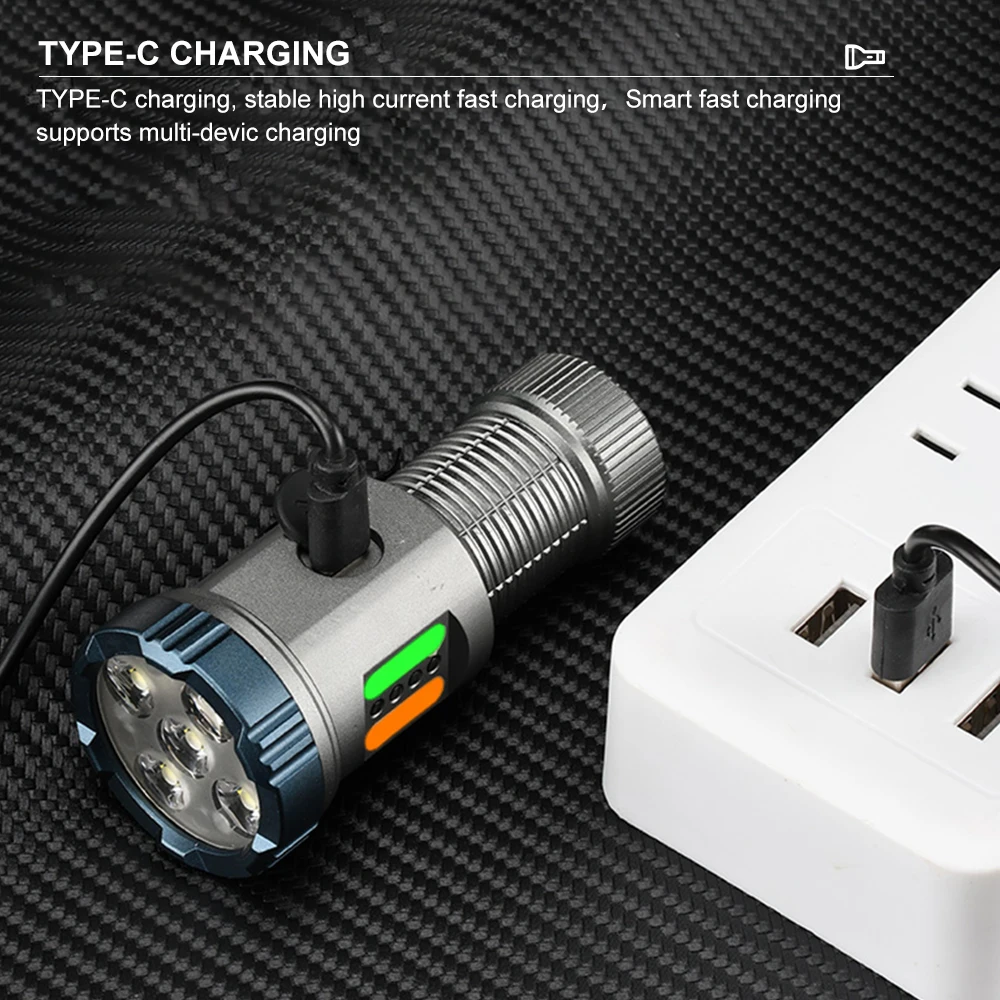 Mini Torcia LED 6W Magnetica Faro Lavoro Emergenza SOS Campeggio USB