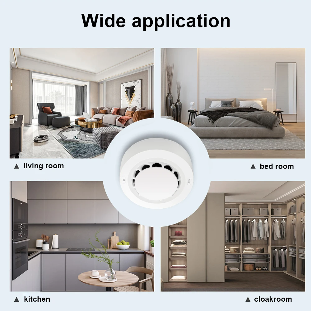 WiFi Smoke Sensor Tuya Smoke Detector Photoelectric Sensor Fire Alarm Home Kitchen Security System Work With Smart Life APP - 5