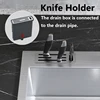 SUS304 Stainless Steel Large Kitchen Sink With Knife Holder Handmade Tank Double Bowl Basin Sink For Kitchen Fixture Accessories 2