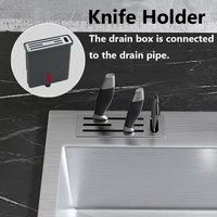SUS304 Stainless Steel Large Kitchen Sink With Knife Holder Handmade Tank Double Bowl Basin Sink For Kitchen Fixture Accessories 2