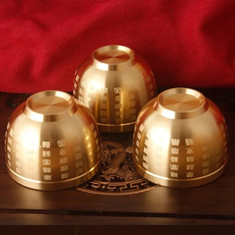 Brass Feng Shui Treasure Bowl Vat Brass Copper Offer Bowl Small Serving Dessert Bowls Wealth Figurine Attract Wealth Good Luck 6