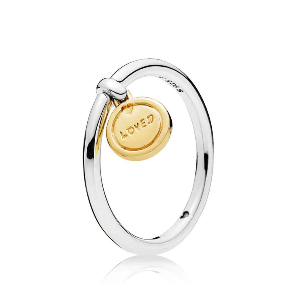 

Authentic 925 Sterling Silver Shine Loved Script Medallion Fashion Ring For Women Gift DIY Jewelry