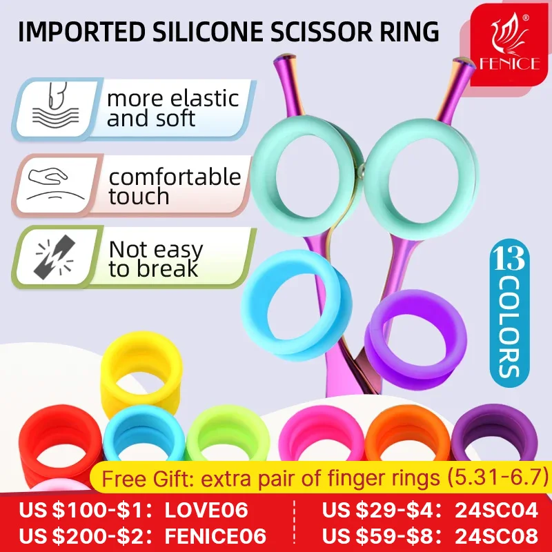 Fenice 10/20/50 PCS Silicone Finger Rings for Cat Dog Hair Scissors Imported Soft Ring for All Size Pet Scissors