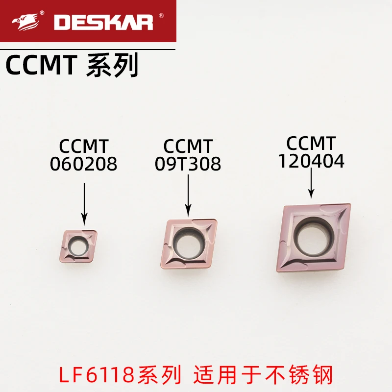 

10Pcs DESKAR CCMT060204 LF6118 CCMT09T304 LF6118 CCMT09T308 LF6118 CCMT120408 LF6118 Carbide Blade Inserts For Stainless Steel