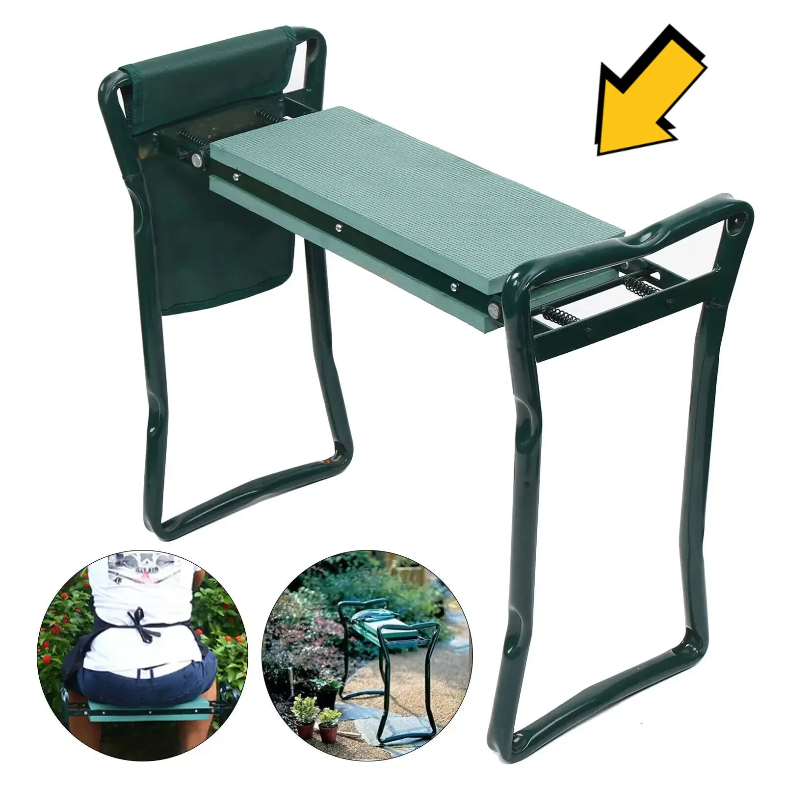 

Portable Garden Kneeler Soft Eva Cushion Seat W/ Pockets Multi-Functional With Storage Pouch