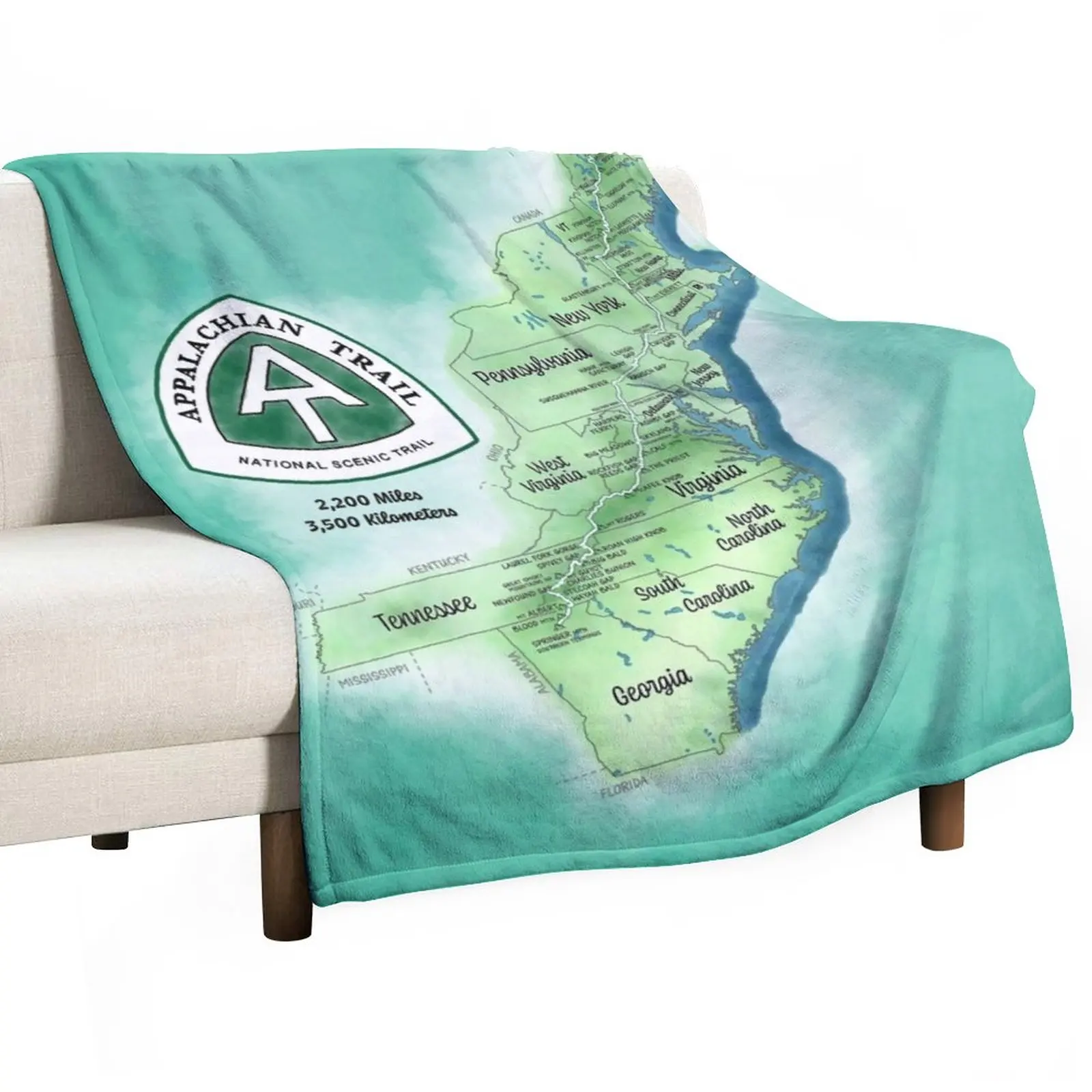 

Appalachian Trail Map Throw Blanket Sofas Luxury St Blanket