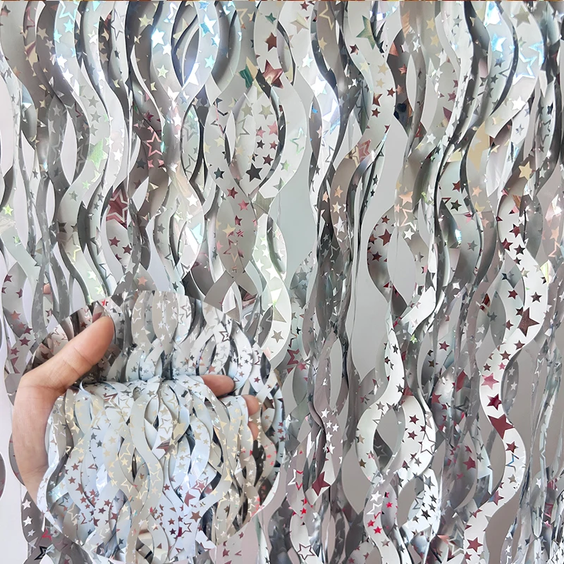 2M Foil Tenda Sfondo Sparkle Metallic Foil Tende Per Photo Booth Puntelli Decorazione Christmas Fiesta Halloween Party Decor