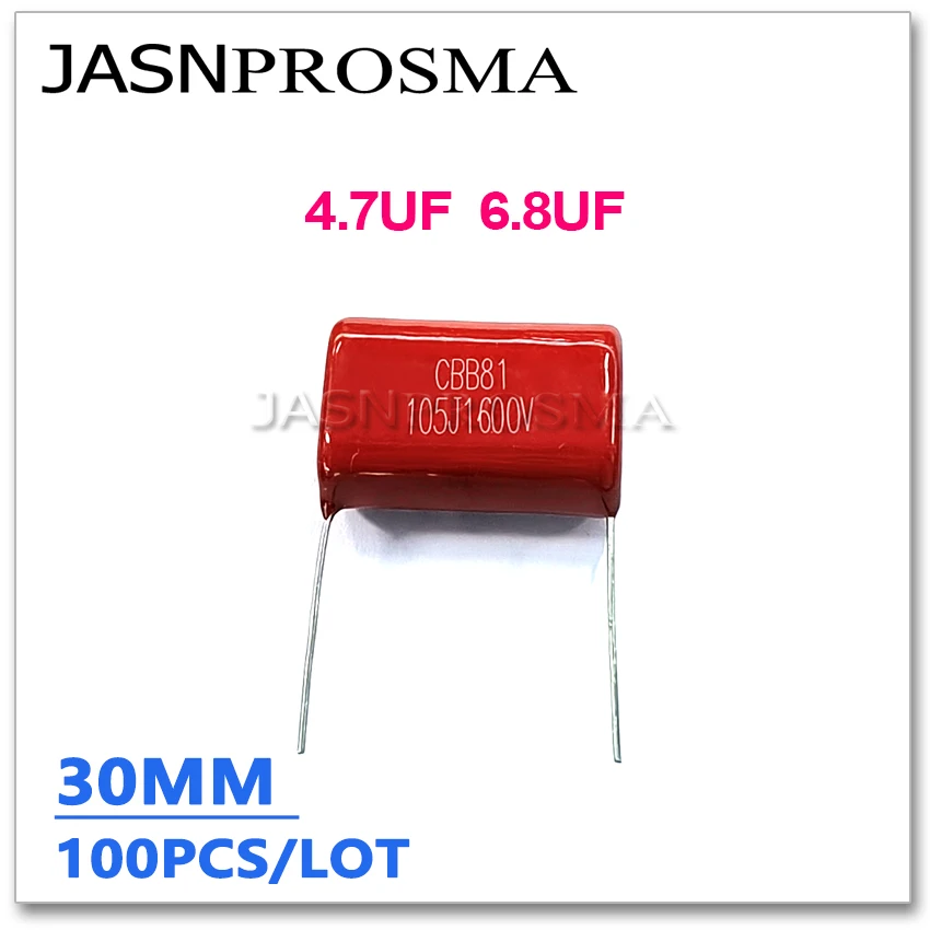 

JASNPROSMA CBB capacitor pitch 30MM 400V 630V 100PCS 4.7UF 6.8UF 475J 685J 5% Metallized Film Capacitance