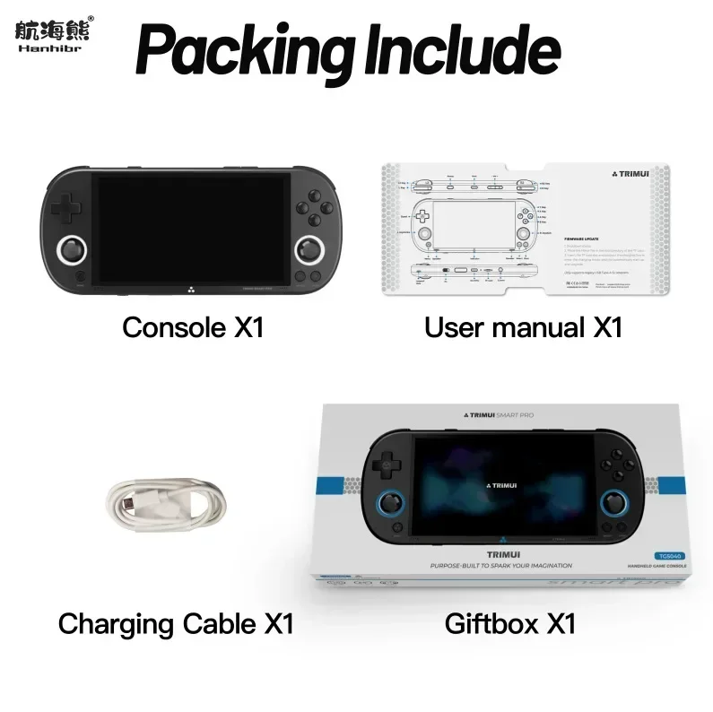 B-M Trimui Smart Pro Portable Retro Video Game 4.96 Inch Handheld Console 10000+ Game 5000mAh Mini Player 64/128/256GB