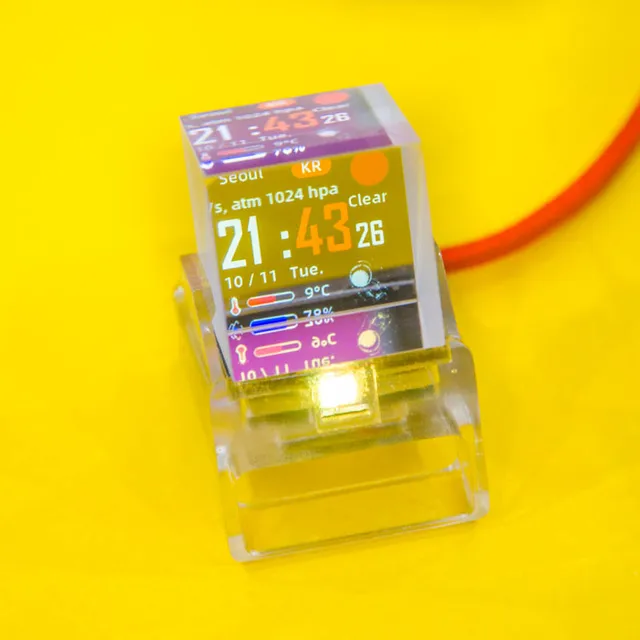 Hellocubic Hűvös Időjárás -Előrejelzés Prizma Kristály 3D Wifi Clock Station Átlátszó Kis Tv -Asztal Angol Változat