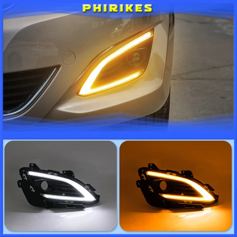 

LED Daytime Running Lights DRL Fog Lamp Cover Case for Hyundai Elantra Sedan 2016 2017 With Turn Signal Yellow