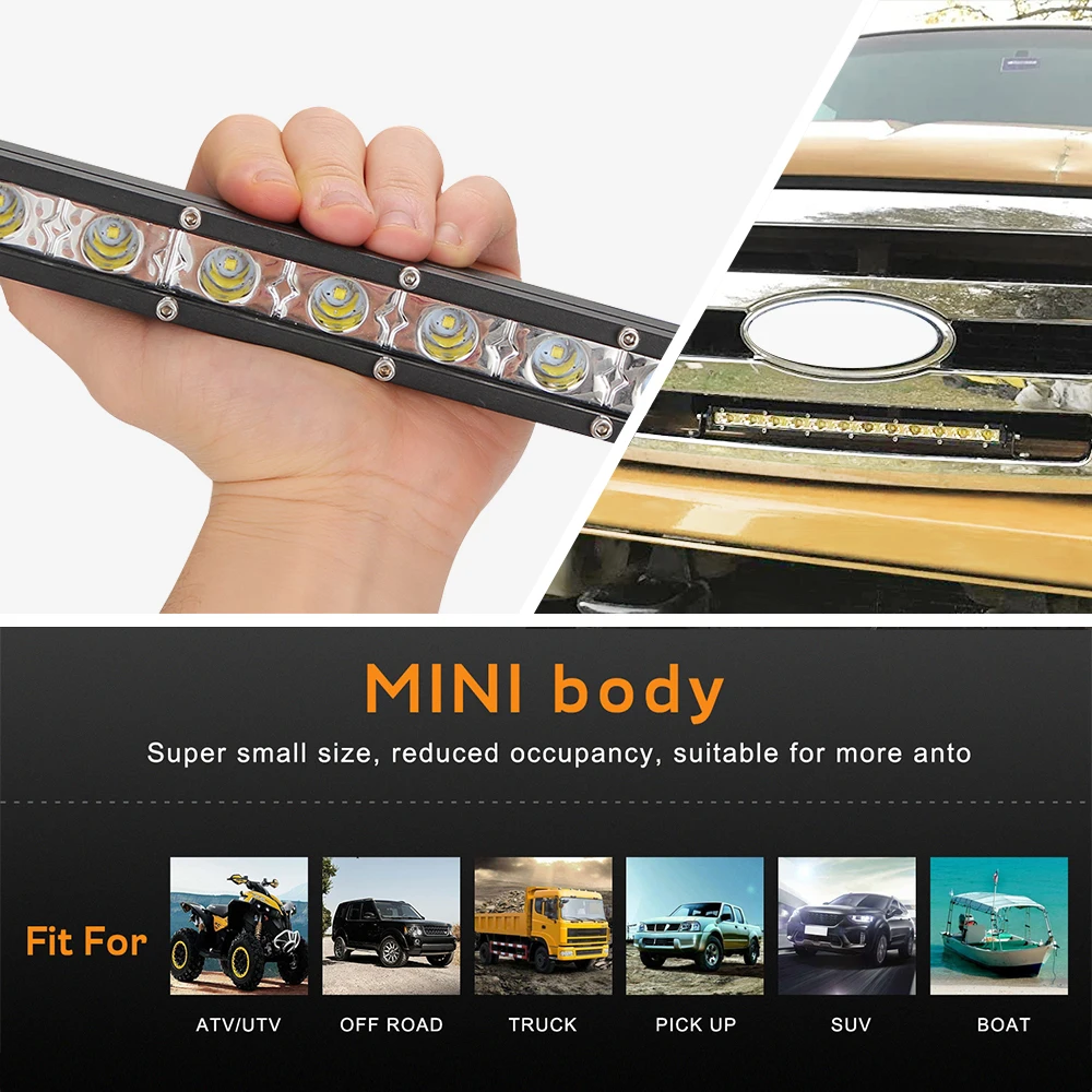 7/13/21inch Led Work Light Bar for Car Spotlights Flood Spot DRL Hi/Lo Beam 30