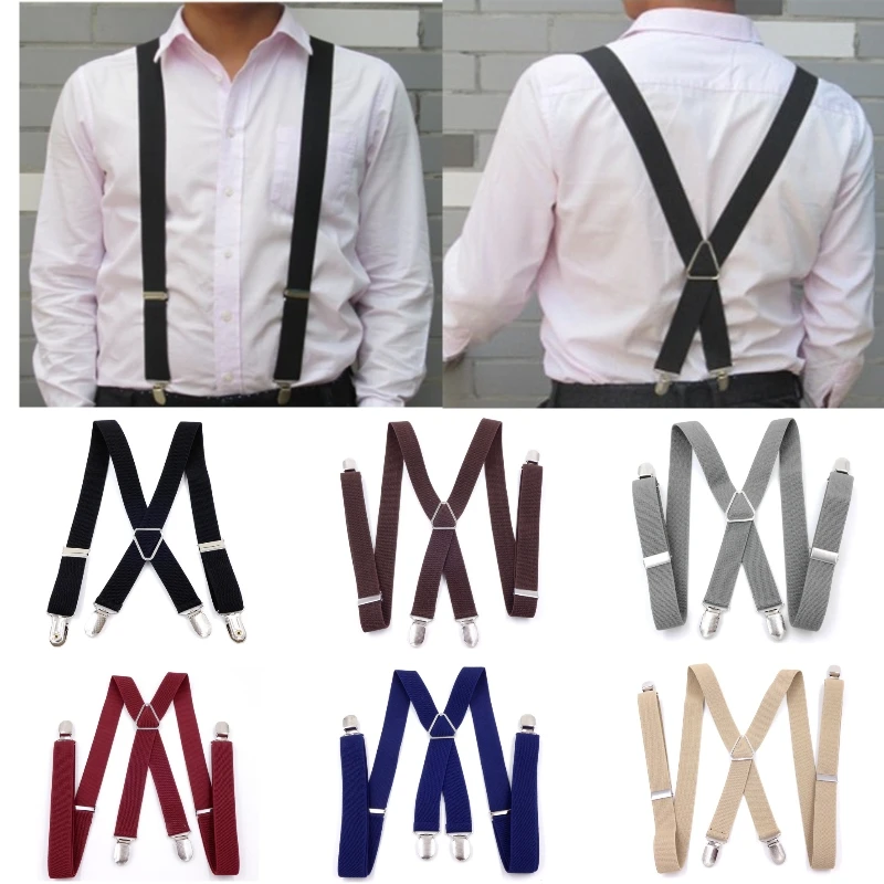 2.5 X100cm Elastic Polyester Suspenders Men 4 Clips Vintage Men's Women