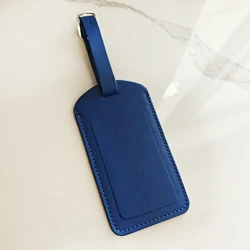 Customizable Genuine Leather Luggage Tag - Luxury Travel Accessory with Personalized Letters (Navy blue)