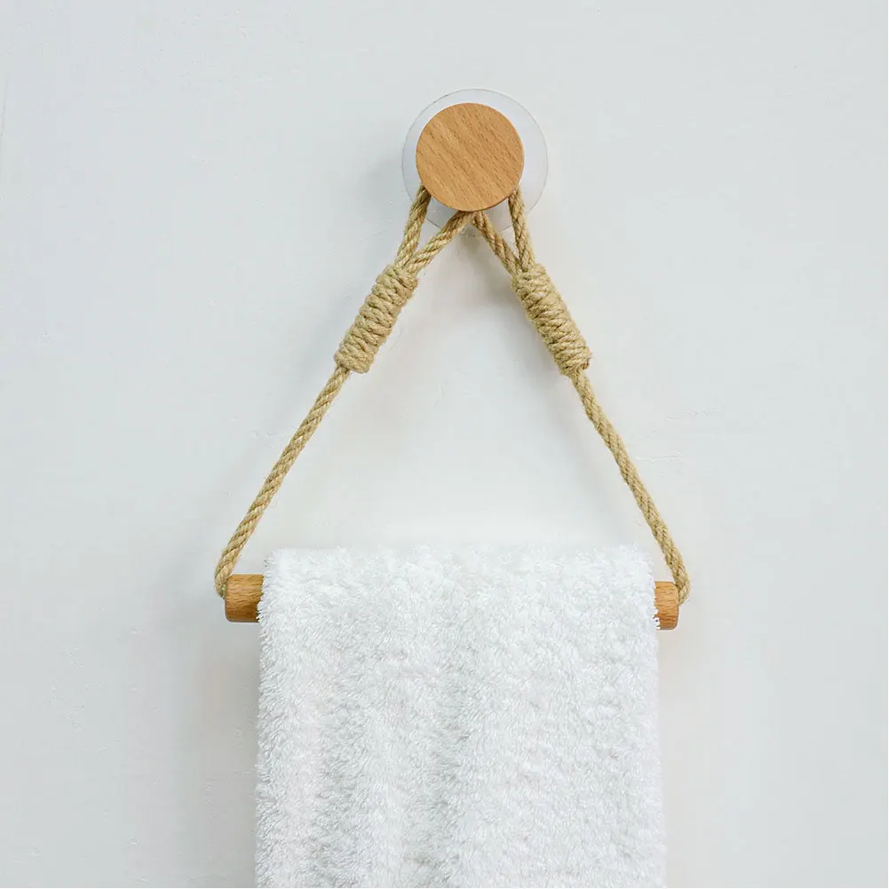 Vintage Towel Hanging Rope Toilet Paper Holder Home Hotel Bathroom Decoration Storage Rack Suction Cup Wall Mounted Movable