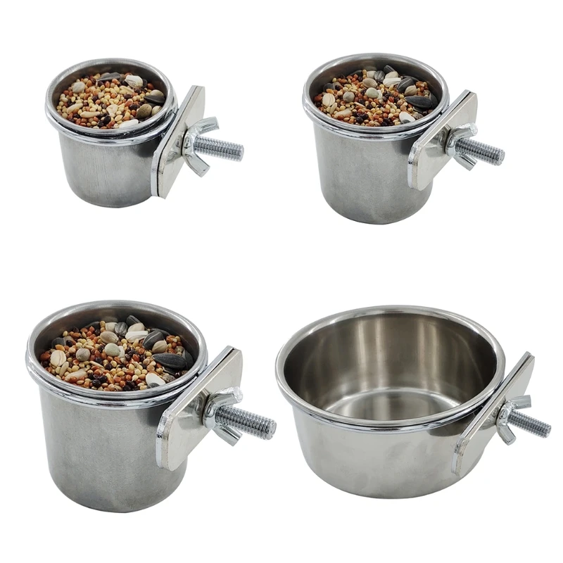 Lovebird Finch Stainless Steel Parrot Bowl Feeding Water Drinking Cup Dsih